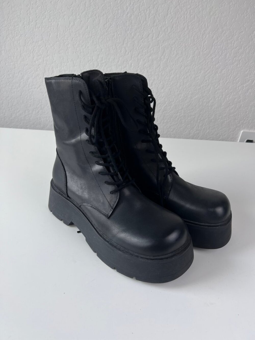 Unif Black Leather Lace Up Aux Combat Boot size 10 - Picture 9 of 9